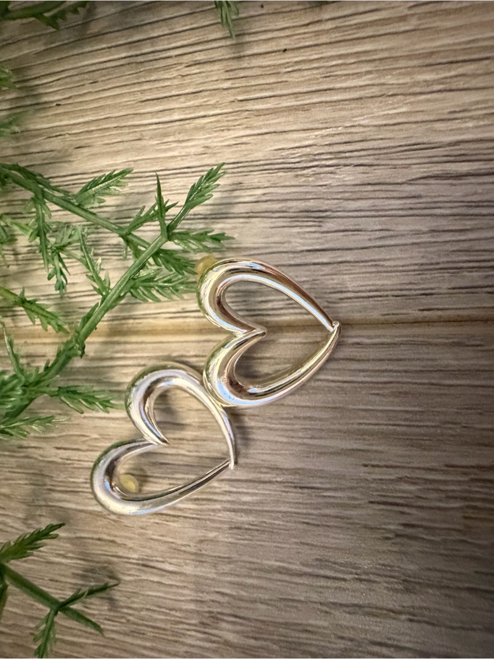 Open Heart Silver Tone Earrings - Double Heart Design